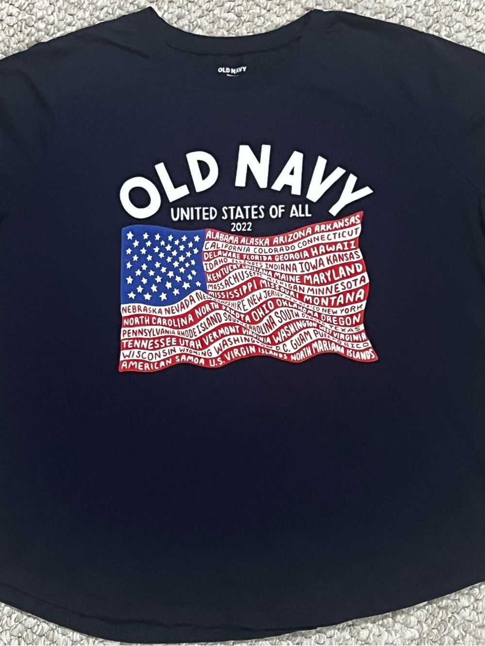 Old Navy 2022 ‘‘United States of All’’ Flag T-Shirt Woman’s Size XXL